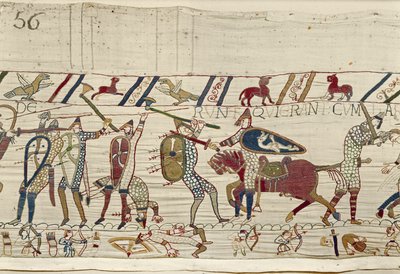 Les Normands combattent et tuent ceux qui étaient avec le roi Harold, Tapisserie de Bayeux - Unknown artist