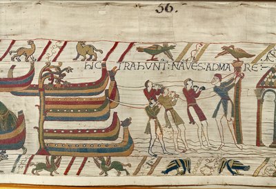 Les Normands tirent leurs navires vers la mer, Tapisserie de Bayeux - Unknown artist
