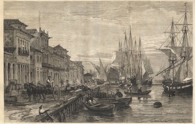 Le quai de Boa Vista, à San Pedro de Rio Grande do Sul, un port du Brésil - Gravure de "L