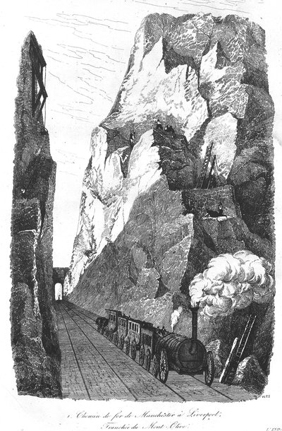 Le chemin de fer de Liverpool à Manchester : La tranchée du Mont Olive - Unknown artist