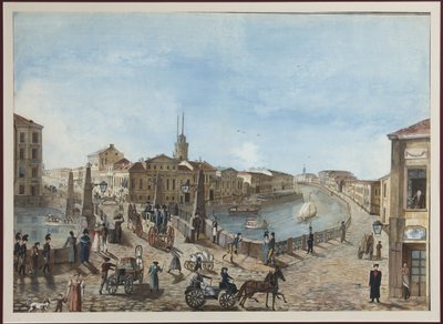 Le pont rouge sur la rivière Moïka à Saint-Pétersbourg - Unknown artist