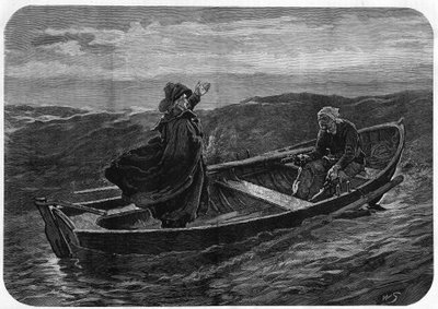 Le chef royaliste et le marin : « Le marin saisit de sa main droite un des pistolets de sa ceinture et de sa main gauche son chapelet. Le vieil homme se leva, « Croyez-vous en Dieu ? » « Notre Père, qui es aux cieux, » répondit le marin. Et il fit un signe - Unknown artist