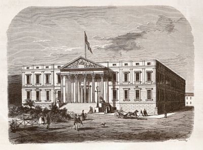 Le Parlement espagnol (Congreso de los Diputados), Madrid. Gravure du 19e siècle - Unknown artist