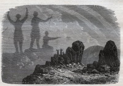 Le Spectre du Brocken dans les montagnes du Harz - spectre de Brocken - gravure de 1877 - Unknown artist