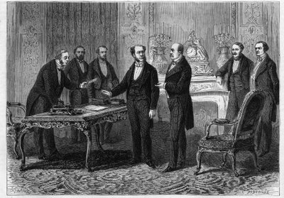 Le vicomte de Gontaut-Biron, ambassadeur de France à Berlin, et le prince de Bismarck (Otto Von Bismarck). - Unknown artist