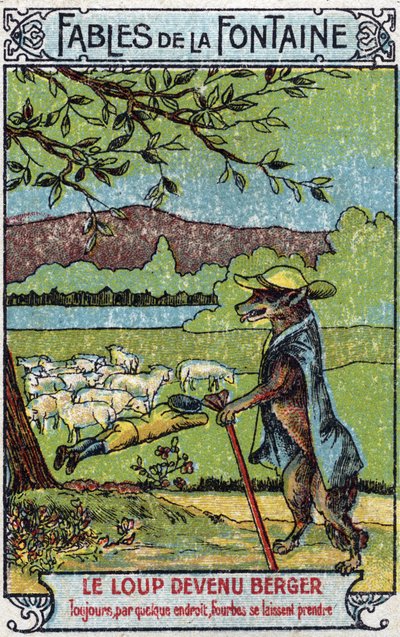 Le Loup devenu Berger - Fables de Jean de La Fontaine (1621-95) - Chromolithographie de la fin du 19e siècle Collection privée - Unknown artist