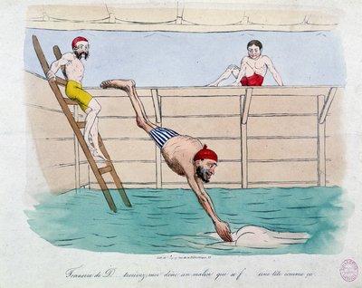 Le bain : caricature des bains publics (piscines) à Paris - XIXe siècle, Carnavalet - Unknown artist