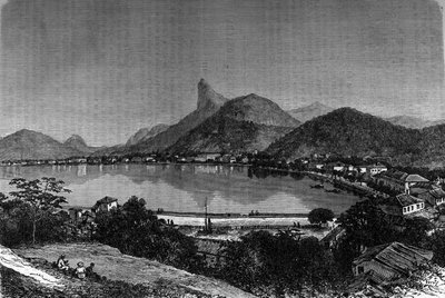 La baie de Rio de Janeiro au Brésil. En arrière-plan, « Pain de Sucre ». Gravure dans « Le Journal de la Jeunesse » - Unknown artist