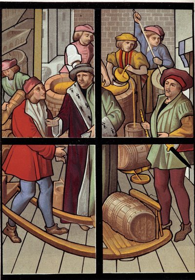 Les brasseurs. Lithographie d