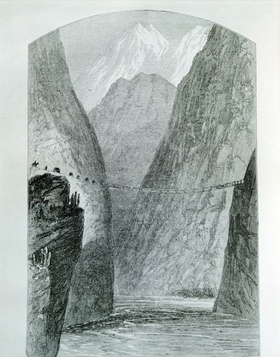 Le pont sur le fleuve Apurimac, gravure. Pérou - Unknown artist