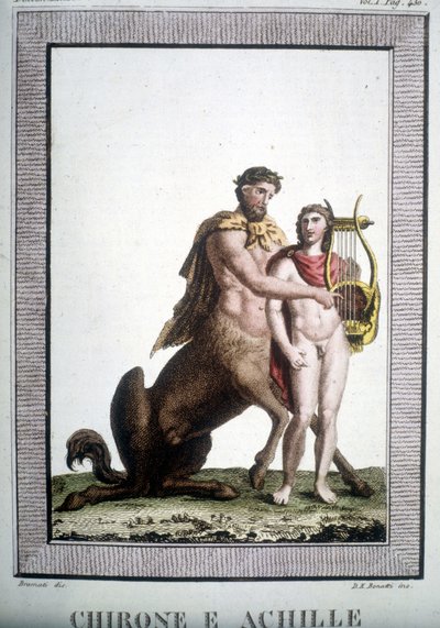 Le centaure Chiron et Achille - dans Dizionario mitologico - Unknown artist