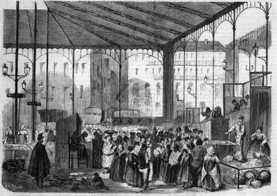 Le marché central de Paris : le marché aux poissons en 1858 - Unknown artist