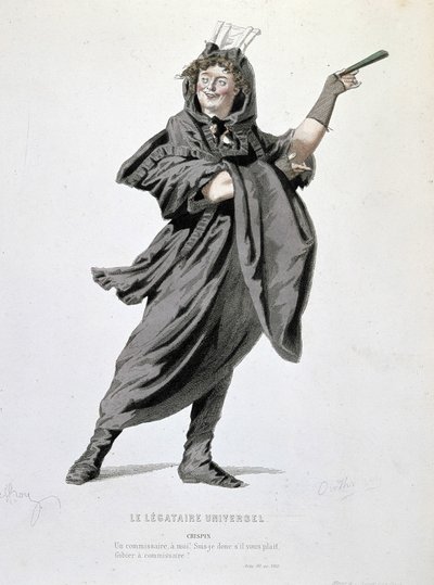 Le personnage de Crispin dans "Le légataire universel" (1708) par Jean François Regnard (1655 - 1709). Gravure du 19ème siècle. - Unknown artist