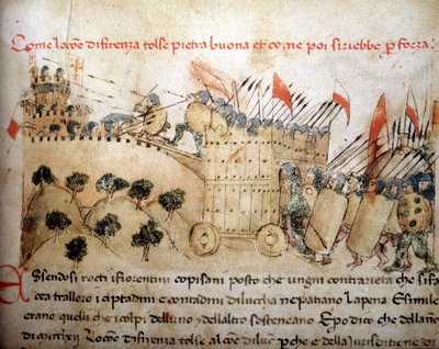 La ville de Florence a conquis Pietrabuona, que les habitants de Lucques ont ensuite repris - dans « Chroniques de Sercambi », vers 1400. Archives nationales, Lucques. - Unknown artist