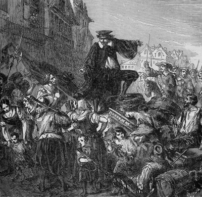 Le commandant de la garnison tué sur les barricades à Paris (début de la Fronde) - dans « Histoire des papes, rois, reines, empereurs à travers les siècles » par Lachartre, XIXe siècle - Unknown artist