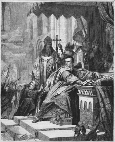 Le couronnement de Guillaume Ier le Conquérant (1027 à 1087) en 1066. Duc de Normandie (1035 - 1087) et roi d
