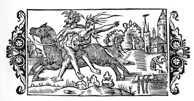 Le diable portant une sorcière - dans "Historia de Gentibus Septentrionalibus" par Olaus Magnus, Rome 1555 - Unknown artist