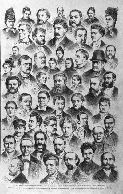 Les différents types de criminels selon les archives de la police de Berlin. 1882 - Unknown artist