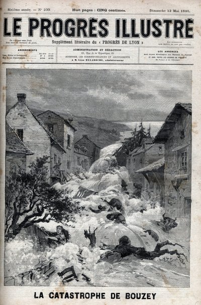 La catastrophe de Bouzey (Vosges), le barrage du réservoir d