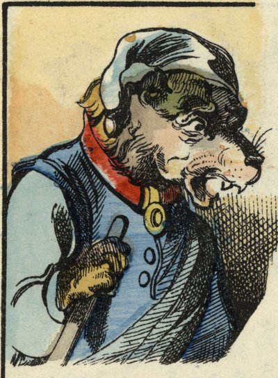 Le chien Médor. Illustration du conte "Bon Médor et la Petite Chevrette". Dans "Contes de la maison pour les petits". Gravure anonyme du XIXe siècle. - Unknown artist