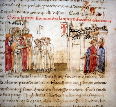 Les excommuniés de Florence et les Florentins en 1375 - dans « Croniche del Sercambi », vers 1400 - Unknown artist
