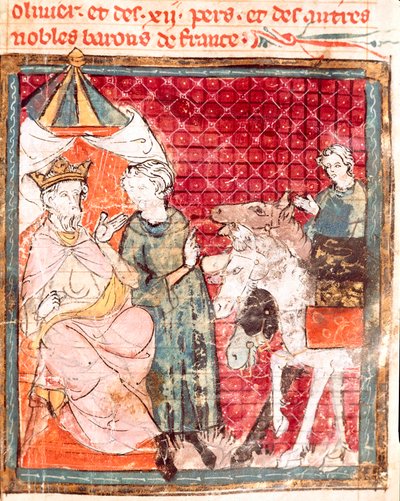 Les adieux du chevalier Roland à son oncle Charlemagne (742-814). Miniature de 