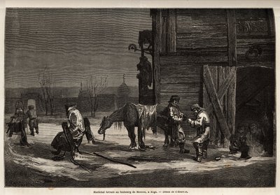 Le maréchal ferrant, dans la banlieue de Moscou. Dessin de Henriet, pour illustrer son voyage dans les provinces baltes russes en 1851-54. Gravure dans « Le tour du monde », édité par Edouard Charton - Unknown artist