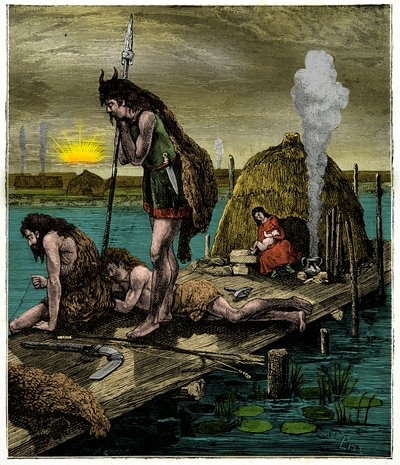 Les premiers Parisiens ou habitants de Lutèce, Gravure du 19ème siècle - Unknown artist