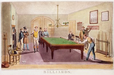 Le jeu de billard. Gravure de 1827. Collection privée - Unknown artist