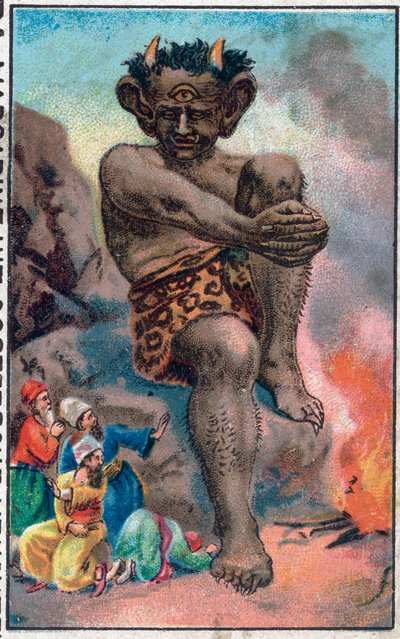 Le géant. Les merveilleuses aventures de Sinbad le marin. Conte populaire des mille et une nuits. Chromolithographie de la fin du XIXe siècle. - Unknown artist