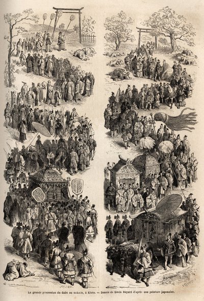 La grande procession du Mikado (Empereur du Japon), au dairi, l