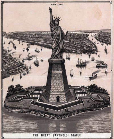 La grande statue de Bartholdi à New York, USA, dans "Le monde illustré 168 vues" Non daté (fin XIXe siècle) - Unknown artist