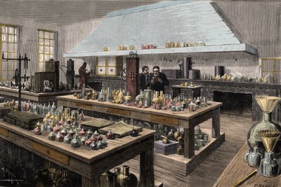 Le grand laboratoire de Louis Pasteur (1822-1895), chimiste et biologiste français, à l