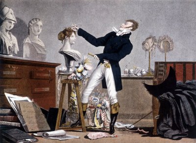 Le coiffeur - lithographie, début 19ème siècle - Unknown artist