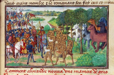 Le roi de Macédoine Iskandar (ou Alexandre le Grand) rencontre des monstres lui offrant des présents - Unknown artist
