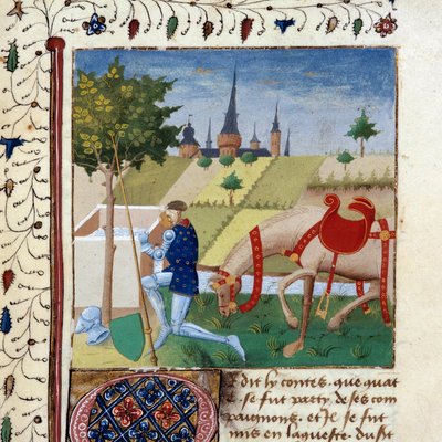 Le chevalier de la Table Ronde Gauvain (ou Gawain), neveu du roi Arthur près d