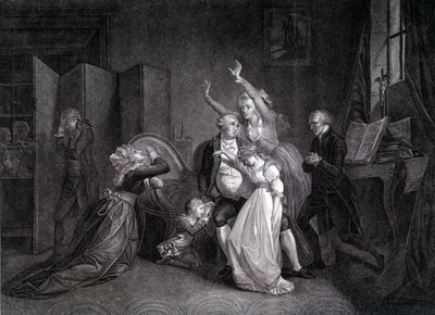 Le dernier entretien de Louis XVI avec sa famille (Marie Antoinette et Louis XVII). Gravure du XIXe siècle. - Unknown artist