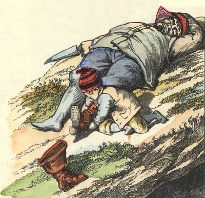 Le Petit Poucet vole les bottes de sept lieues de l