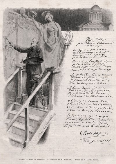 Le peintre Puvis de Chavannes (1824-1898) occupe la peinture - allégorie par M. Merwart avec une poésie de Clovis Hugues - Unknown artist