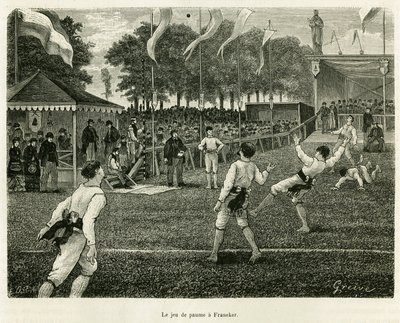 Le jeu de paume à Franeker (Pays-Bas). Gravure pour illustrer l