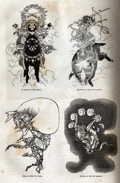 Le panthéon des divinités japonaises : représentation traditionnelle de quelques figures typiques : le patron de l