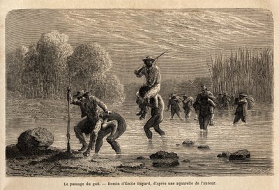 Le passage du gué, les Indiens Siriniris, proposent spontanément de porter sur leurs épaules les membres de l