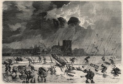 Le quai au coin du pont Saint-Michel à Paris lors de l