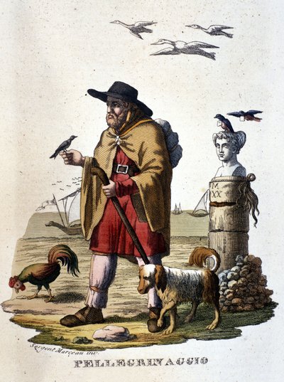 Le pèlerinage : un pèlerin sur le chemin de Saint-Jacques-de-Compostelle - Unknown artist