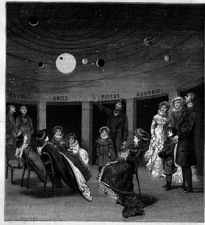 Le planétaire de N. Perini, astronome italien. Gravure dans «La Nature : revue des sciences et de leurs applications aux arts et à l