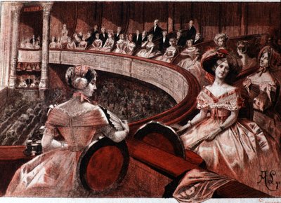 Le public dans un balcon au théâtre - Unknown artist