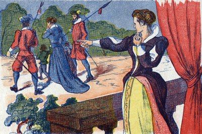 La reine mère fait enfermer la reine et ses enfants. Illustration anonyme pour « La Belle au bois dormant », conte de Charles Perrault (1628-1703), écrivain français. Imagerie Marcel Vagne, Jarville Nancy, fin du XIXe siècle. - Unknown artist