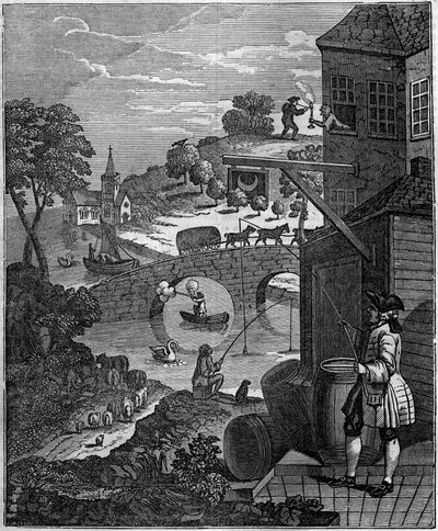 La perspective ridicule Illustration satirique de William Hogarth (1697-1764) se moquant de l