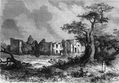 Les ruines du Château de la Mailleraye près de Parthenay, département des Deux-Sèvres de la région Poitou-Charentes. Gravure dans « L