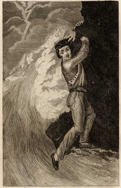 Le naufrage de Robinson Crusoé, gravure insérée dans « Les aventures de Robinson Crusoé » de Daniel Defoe (1660-1731), édition la librairie d